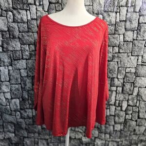 Amana NWT 2X Elegant Red W/Gold Women's Tunic Top